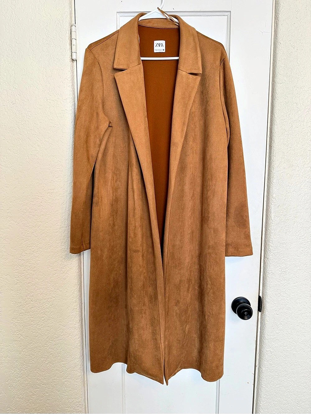 Zara Women's Longline Suede Coat in Brown Like New